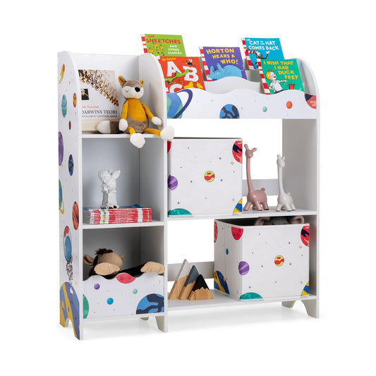 Kids Toy and Book Organizer Children Wooden Storage Cabinet with Storage Bins, White at Gallery Canada