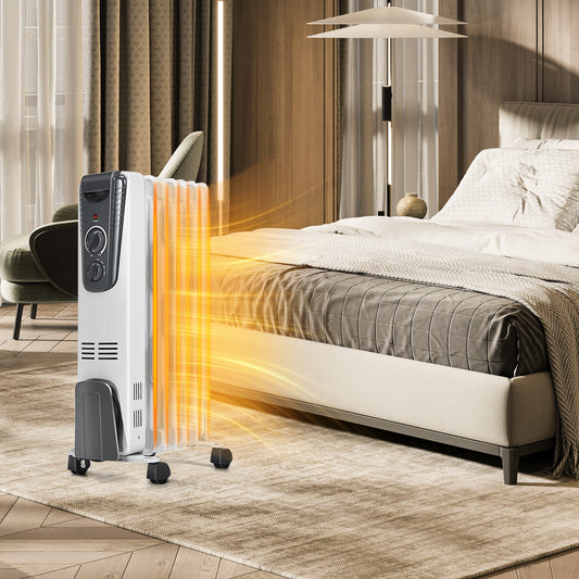 1500W Electric Space Heater with Adjustable Thermostat, White Space Heaters White at Gallery Canada