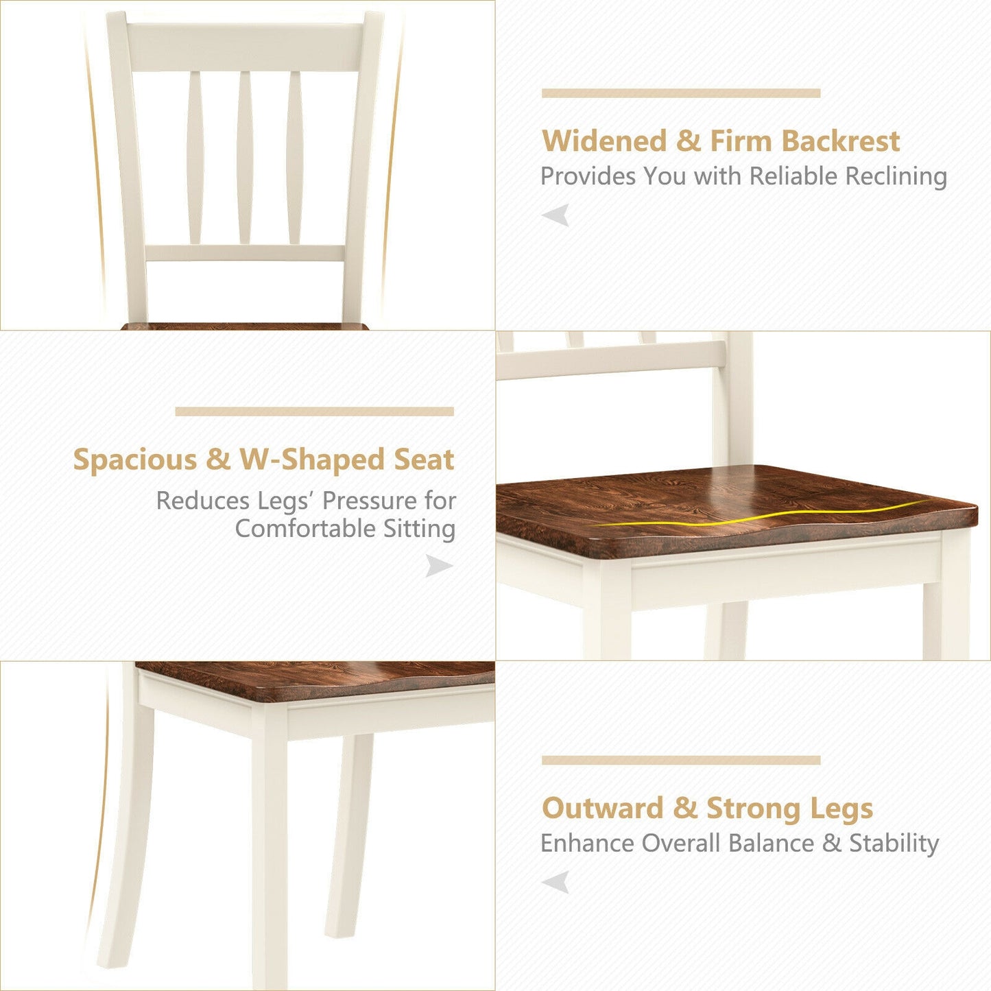 Solid Wood Dining Chairs, 2 Pieces, White Dining Chairs at Gallery Canada