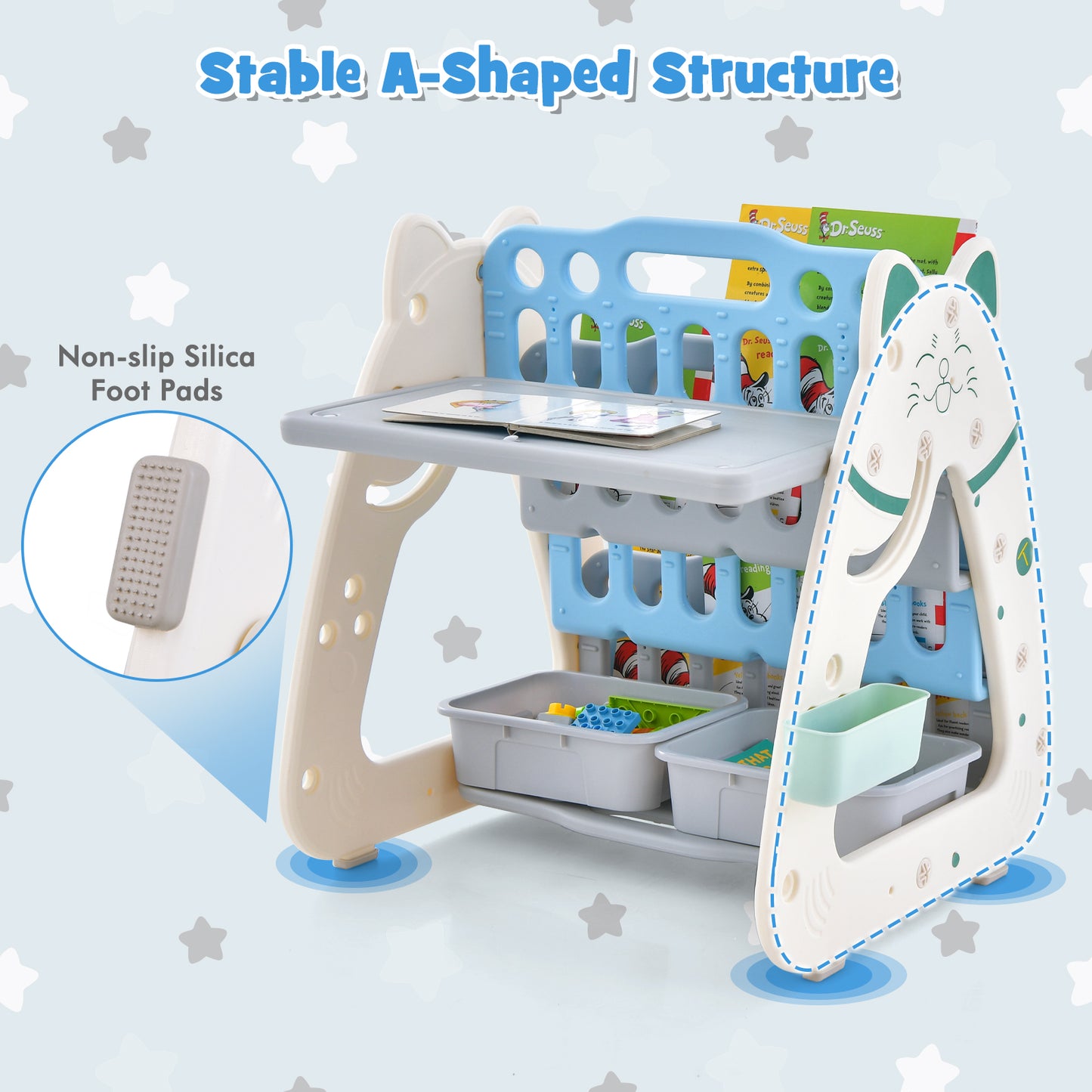 3-In-1 Magnetic Dry-Erase Board With Stool, Navy Art Easels at Gallery Canada