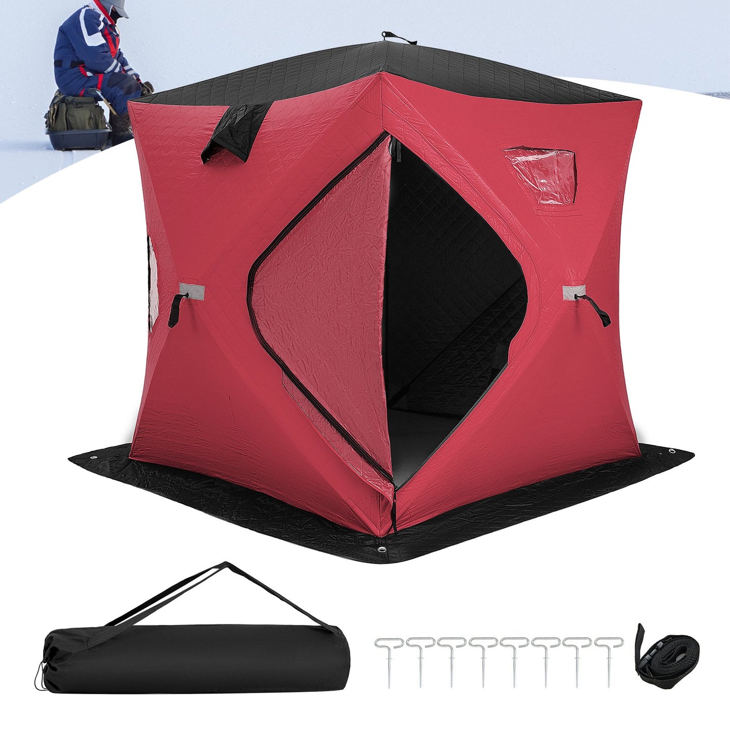 Portable 2 Person Ice Shanty with Cotton Padded Walls, Red at Gallery Canada