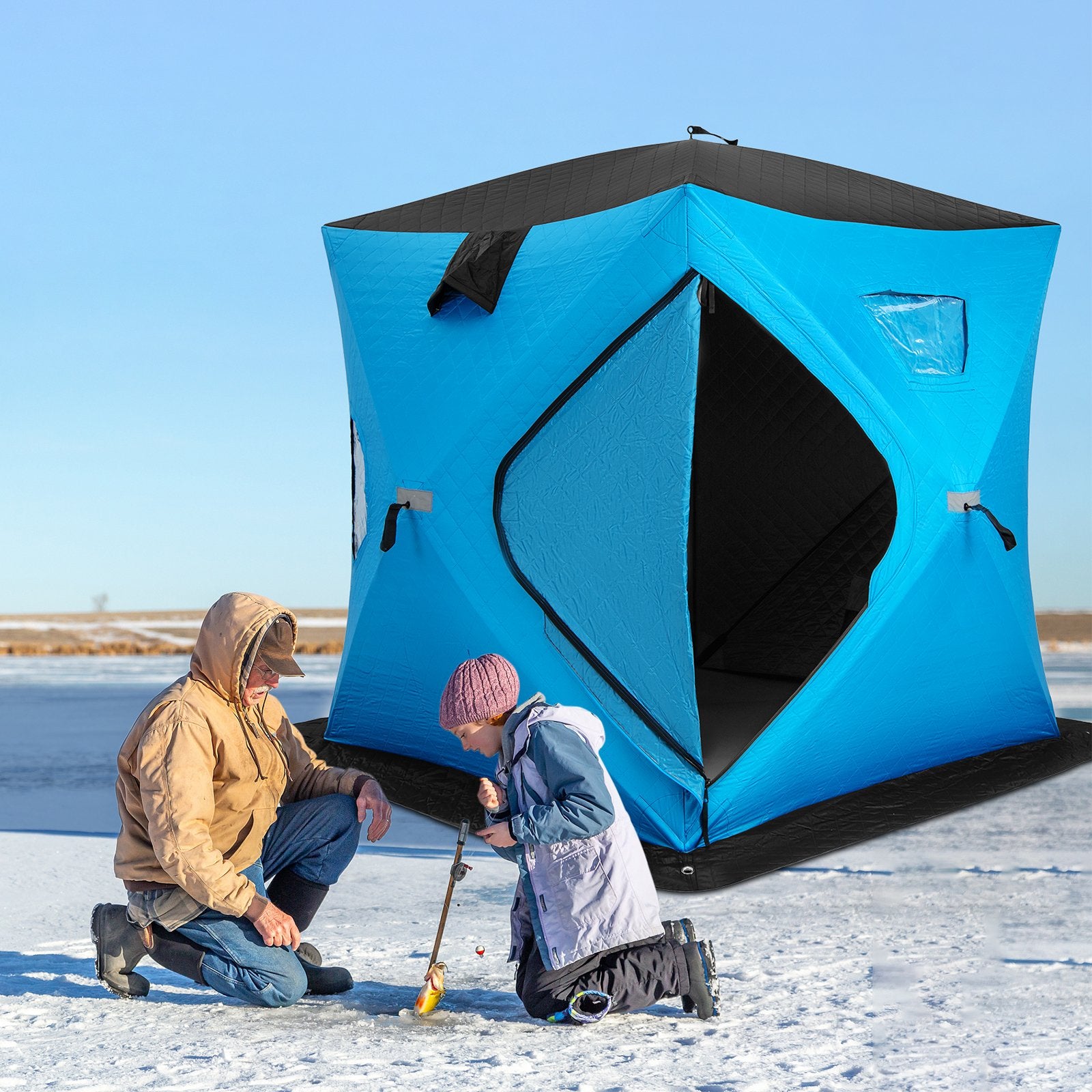 Portable 2 Person Ice Shanty with Cotton Padded Walls, Blue at Gallery Canada