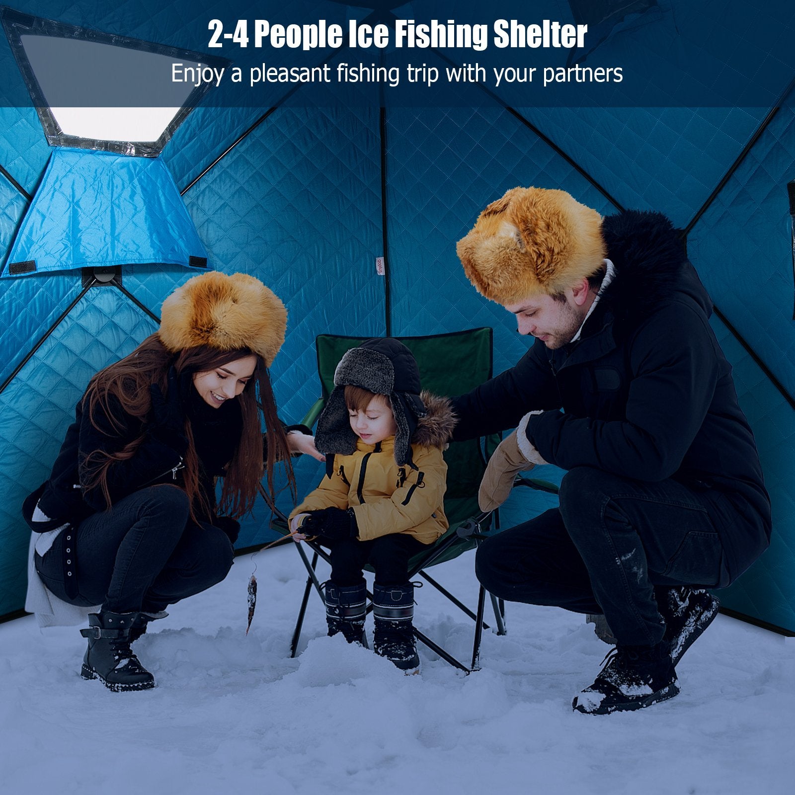 Portable 2 Person Ice Shanty with Cotton Padded Walls, Blue at Gallery Canada