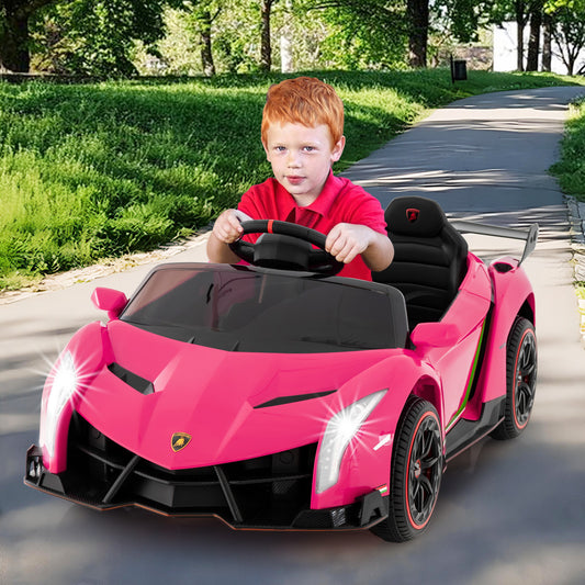 12V Licensed Lamborghini 4WD Kids Ride-on Sports Car with 2.4G Remote, Pink Powered Ride On Toys Pink at Gallery Canada