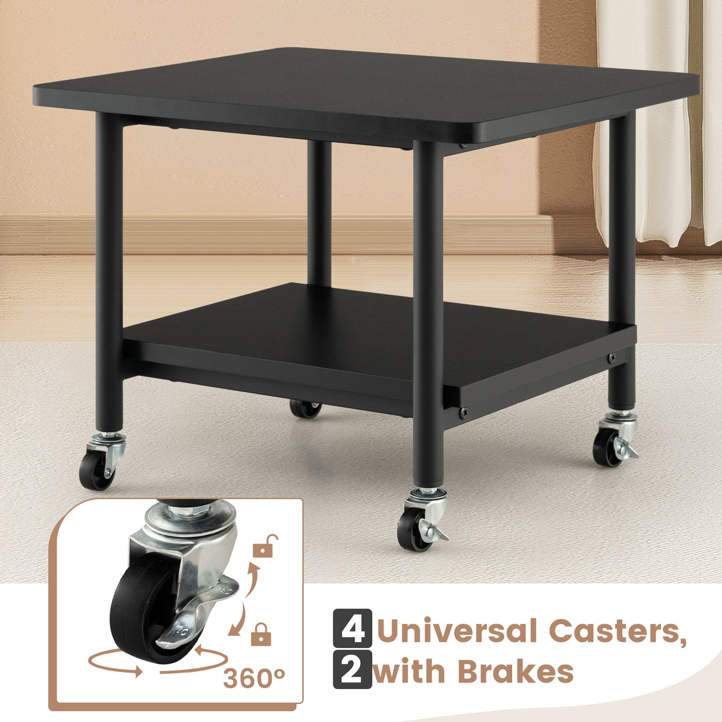 Under Desk Printer Stand, 4 Wheels With Lock, Black Laptop Tables & Printer Stands at Gallery Canada