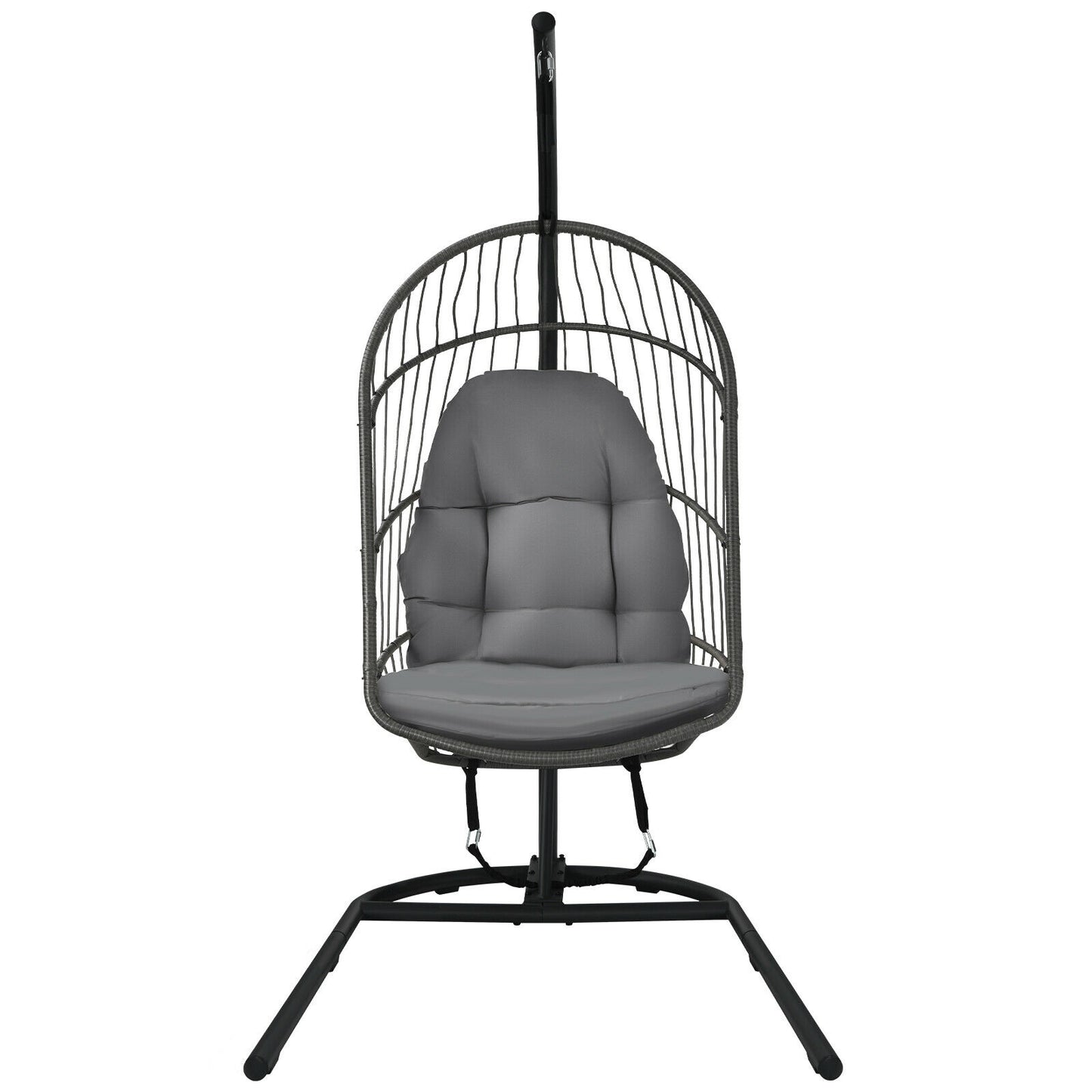 Hanging Wicker Egg Chair with Stand , Gray Outdoor Seating & Patio Chairs at Gallery Canada