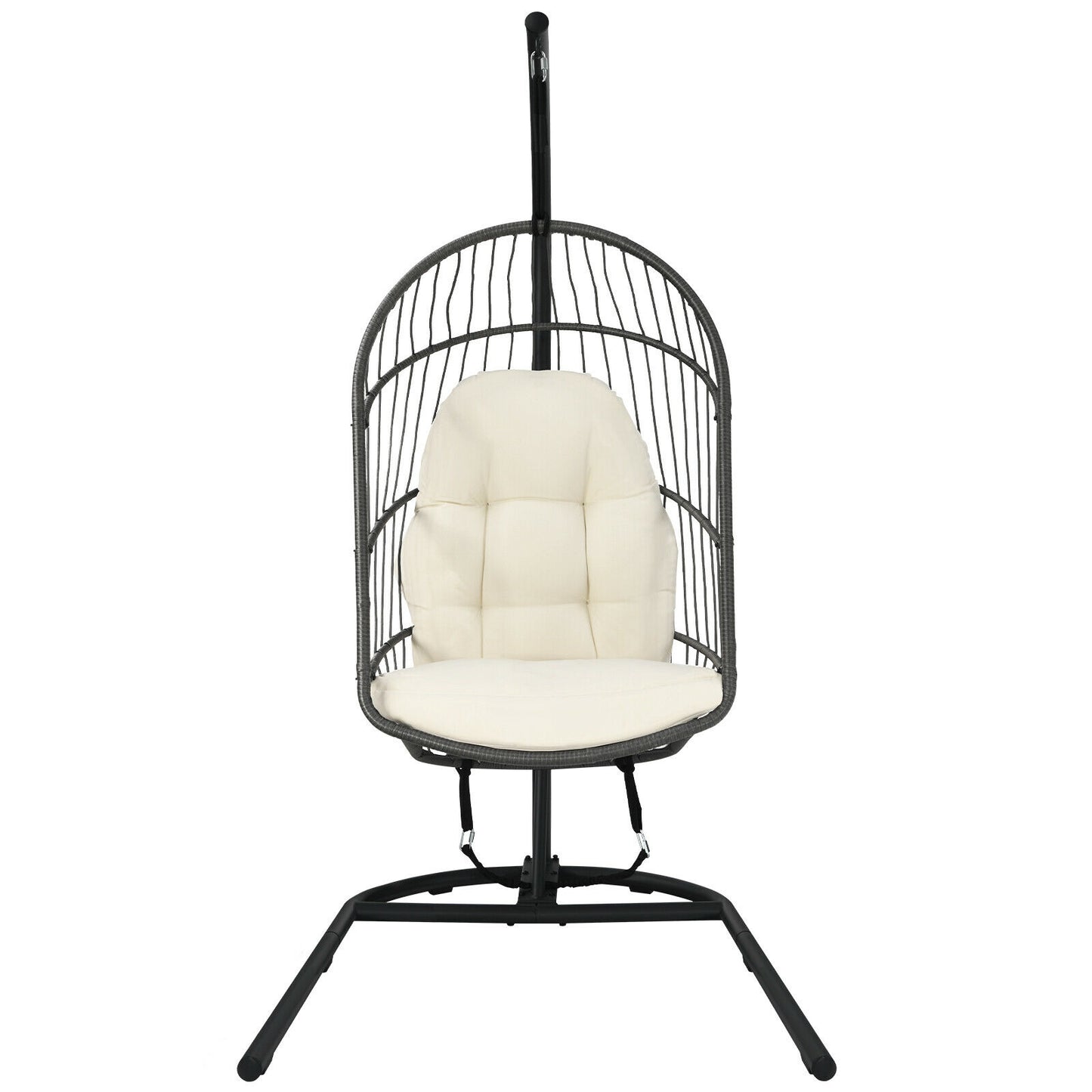 Hanging Wicker Egg Chair with Stand , Beige Outdoor Seating & Patio Chairs at Gallery Canada