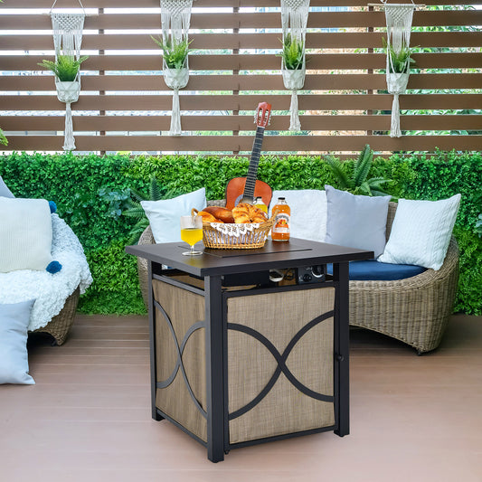 25 Inch 40000 BTU Propane Fire Pit Table, With Lid And Fire Glass, Multicolor Fire Pits Multicolor at Gallery Canada