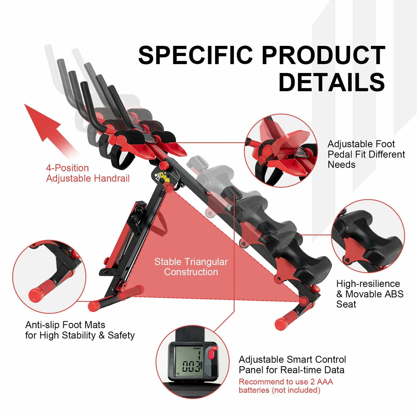 4-in-1 Folding Rowing Machine, Control Panel, Home Gym, Red Rowing Machines at Gallery Canada