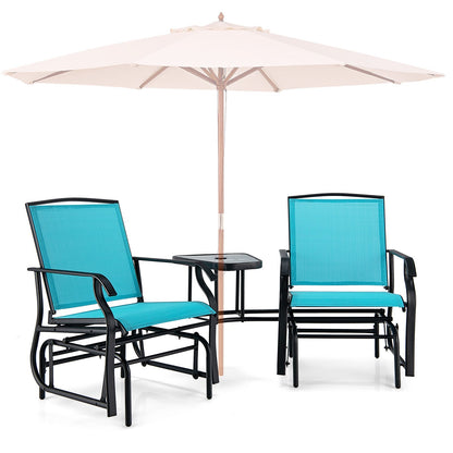 Double Swing Glider Rocker Chair set with Glass Table, Turquoise at Gallery Canada