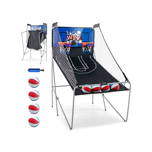 Dual Shot Basketball Arcade Game with 8 Game Modes and 4 Balls, Blue