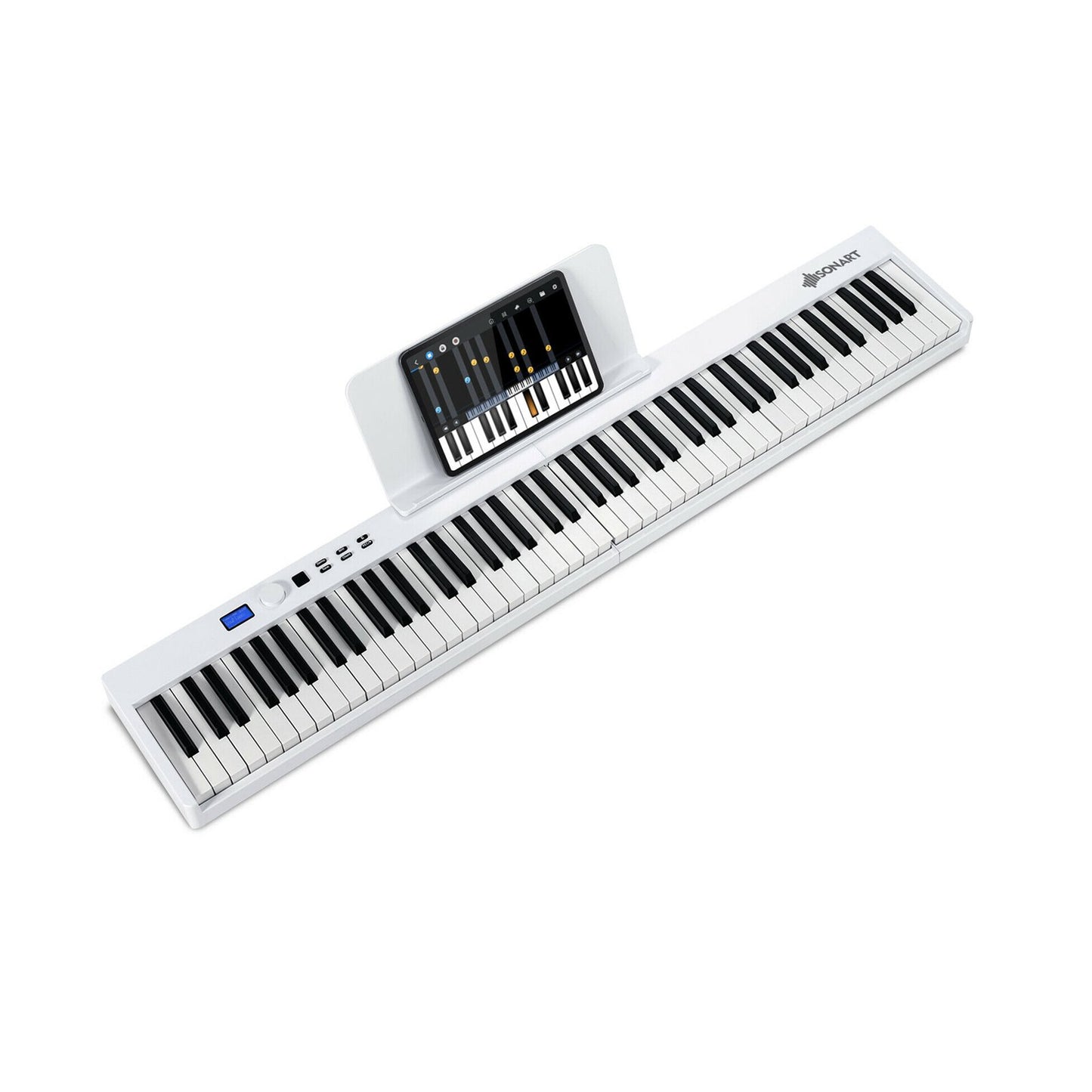 88-Key Foldable Digital Piano with MIDI and Wireless BT, White