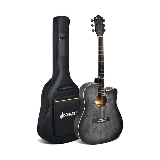 41 Inch Full Size Cutaway Acoustic Guitar Set for Beginner, Black