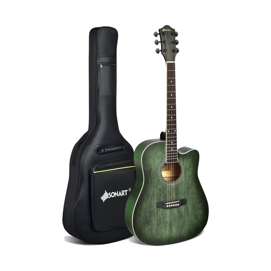 41 Inch Full Size Cutaway Acoustic Guitar Set for Beginner, Green