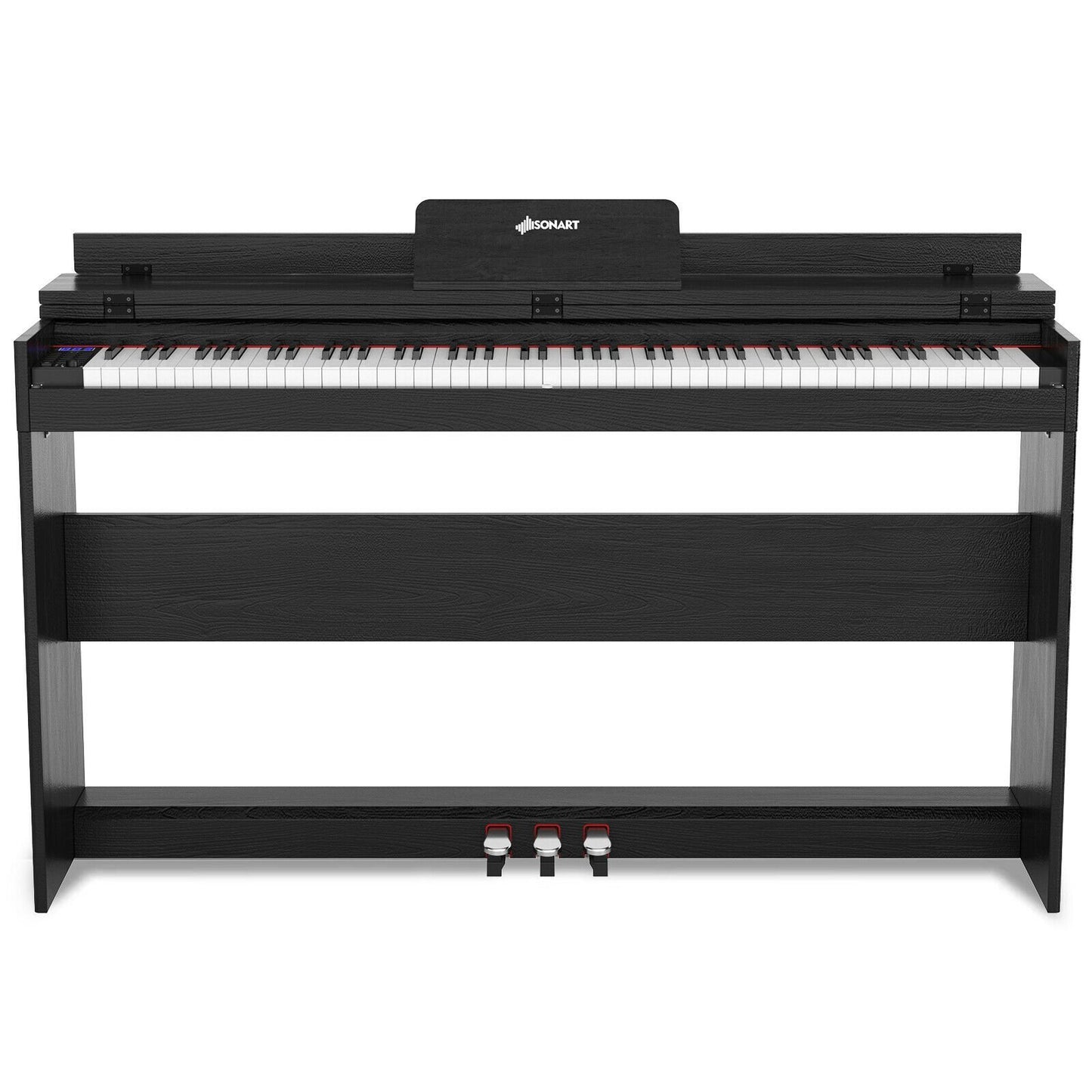 88 Key Full Size Electric Piano Keyboard with Stand 3 Pedals MIDI Function, Black