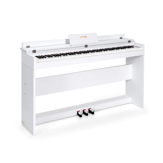 88 Key Full Size Electric Piano Keyboard with Stand 3 Pedals MIDI Function, White