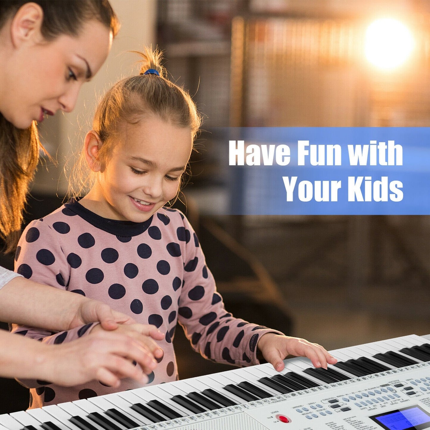 61-Key Electric Piano Keyboard for Beginner, White