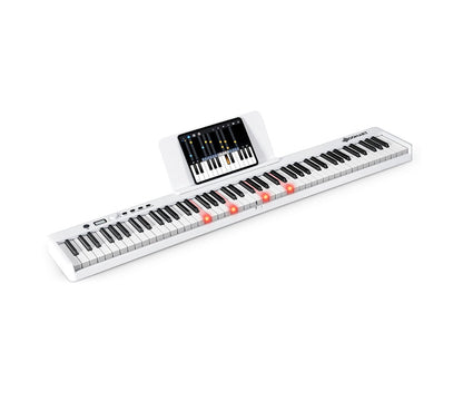 88-Key Folding Electric Lighted Piano Full-Size Portable Keyboard MIDI, White at Gallery Canada