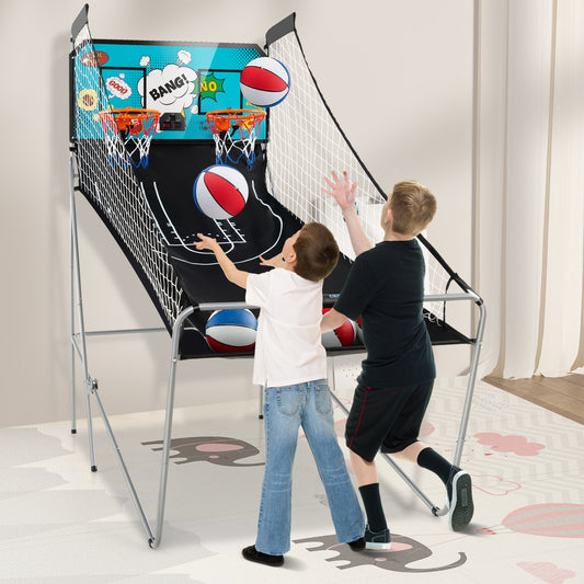 Dual Shot Basketball Arcade Game with 8 Game Modes and 4 Balls, Green Game Room Green at Gallery Canada