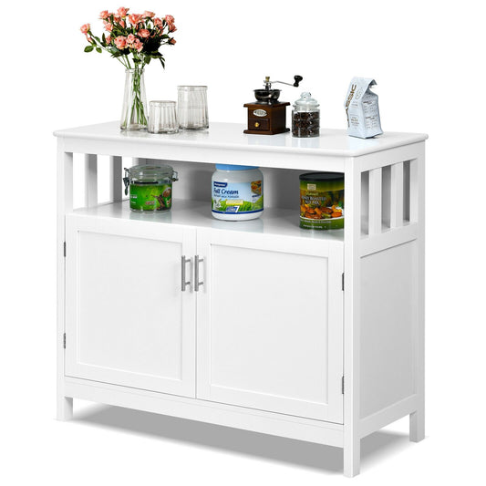 Kitchen Buffet Server Sideboard Storage Cabinet with 2 Doors and Shelf, White at Gallery Canada