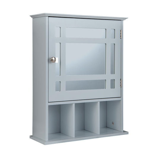 Wall Mounted and Mirrored Bathroom Cabinet, Gray