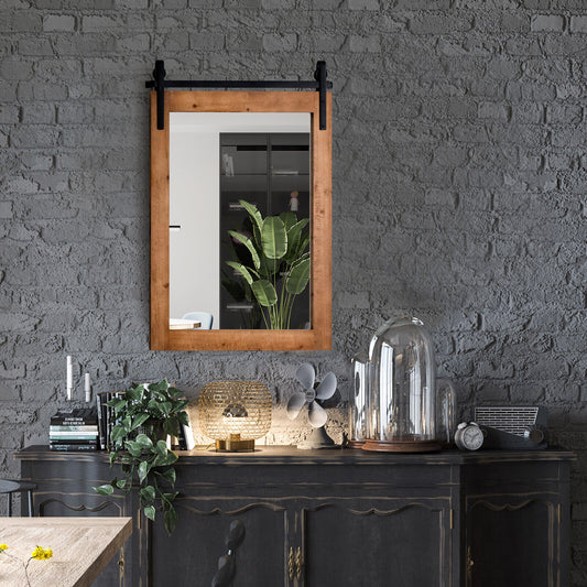 30 x 22 Inch Wall Mirror, Wood Frame, Brown Wall Mirrors Brown at Gallery Canada