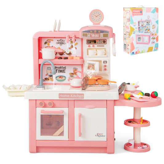 Kids Play Kitchen Toy with Stove Sink Oven with Light and Sound, Pink at Gallery Canada
