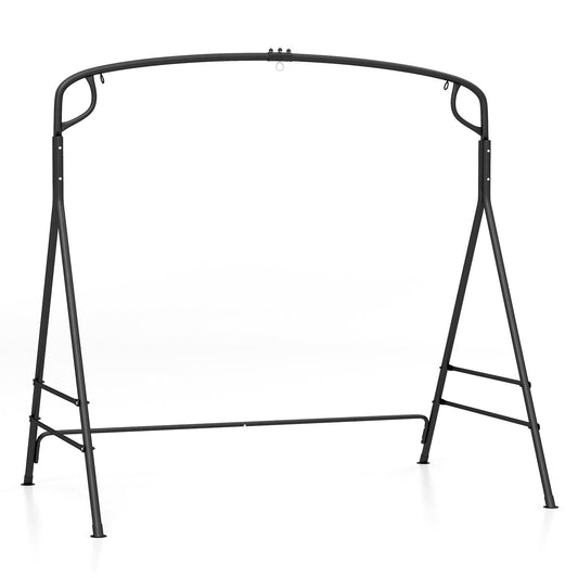 Outdoor Metal Swing Frame with Extra Side Bars, Black