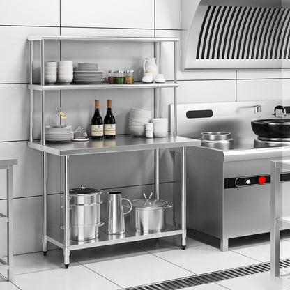 Stainless Steel Overshelf with Adjustable Lower Shelf for Home Kitchen, Silver