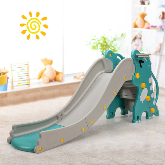 4-In-1 Kids Climber Slide Play Set, Basketball Hoop, Green Climbers & Slides Green at Gallery Canada