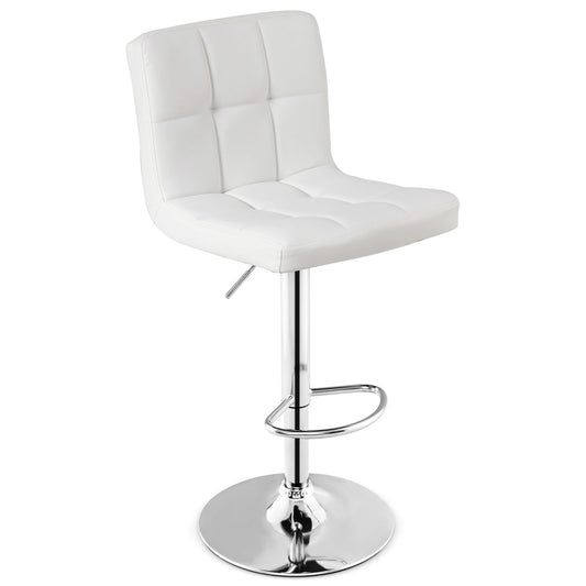 Adjustable Swivel Bar Stool with PU Leather, White at Gallery Canada
