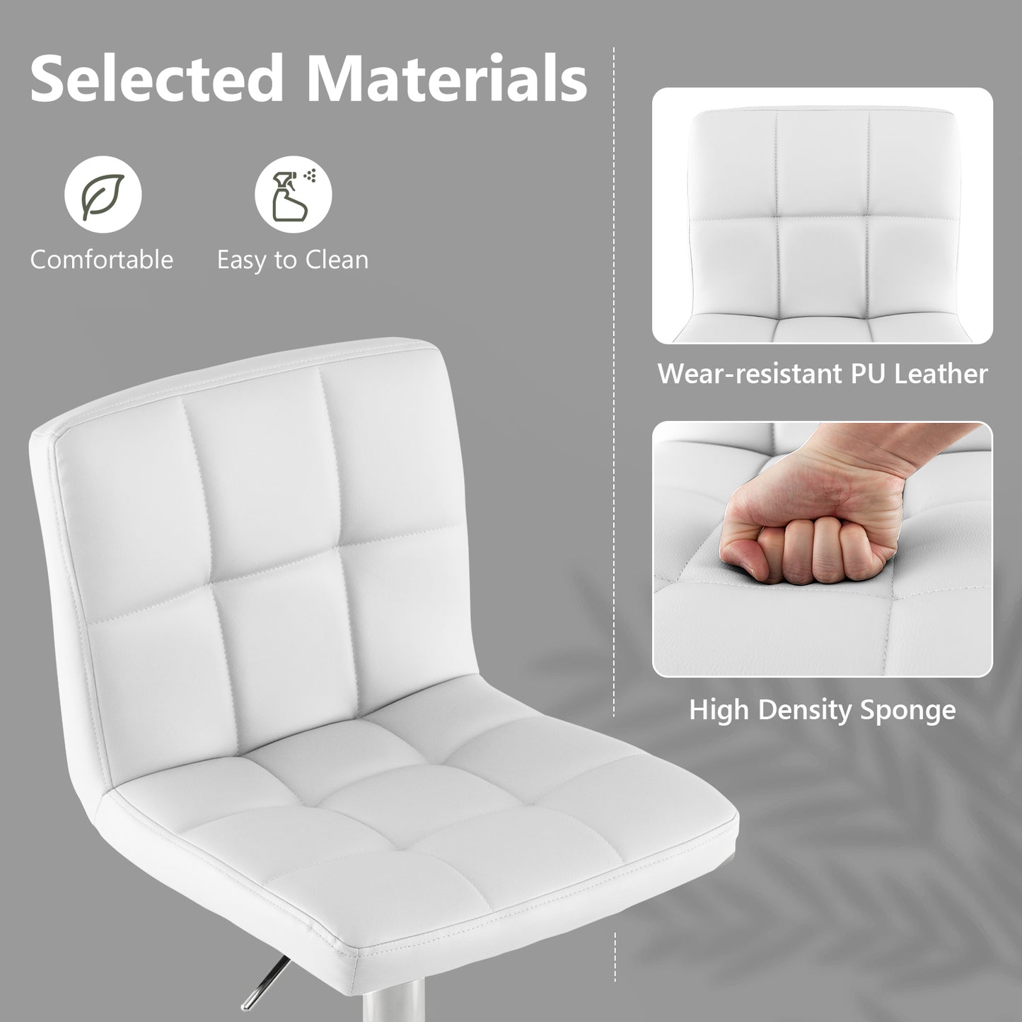 Adjustable Swivel Bar Stool, White Bar Stools at Gallery Canada