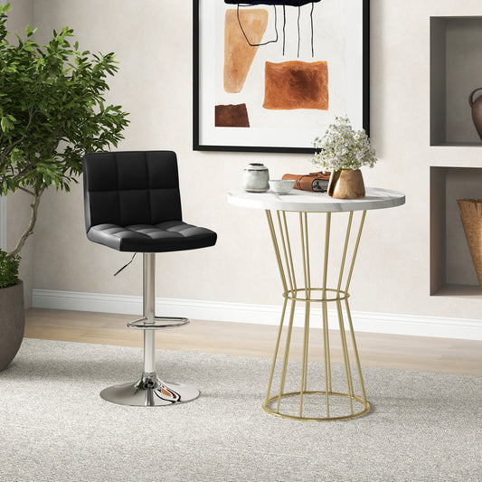 Adjustable Swivel Bar Stool with PU Leather, Black Bar Stools Black at Gallery Canada