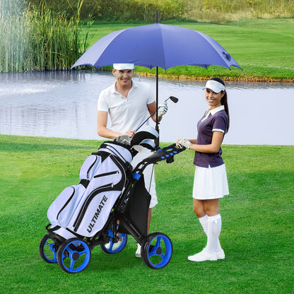 Lightweight Foldable Collapsible 4 Wheels Golf Push Cart, Blue at Gallery Canada