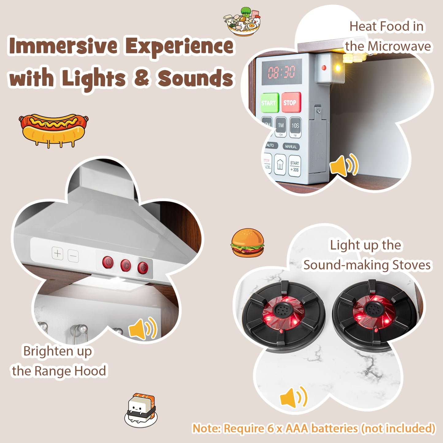 Kids Modern Toy Kitchen Playset With Lights, Sounds, Coffee Play Kitchen Sets at Gallery Canada