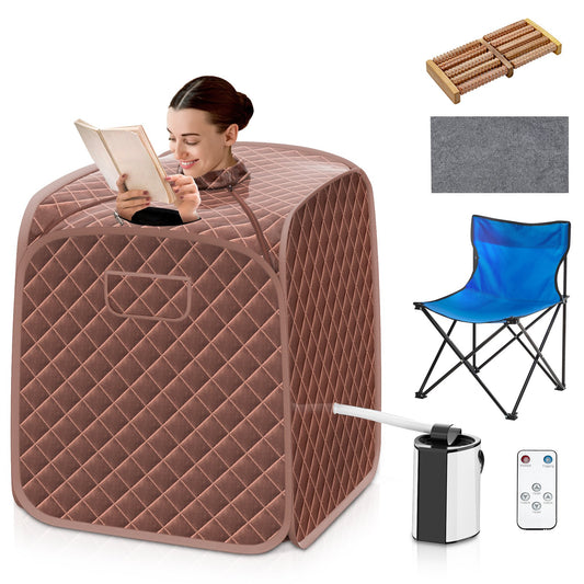 Portable Personal Steam Sauna Spa with Steamer Chair, Coffee