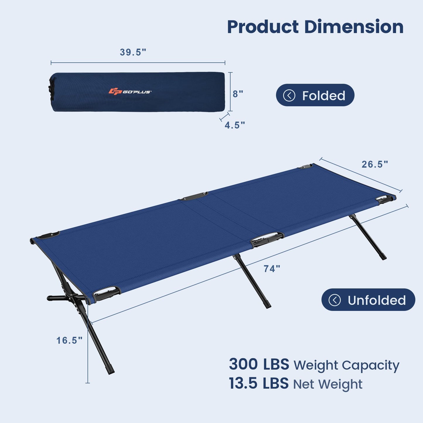 Adults Kids Folding Camping Cot, Blue at Gallery Canada