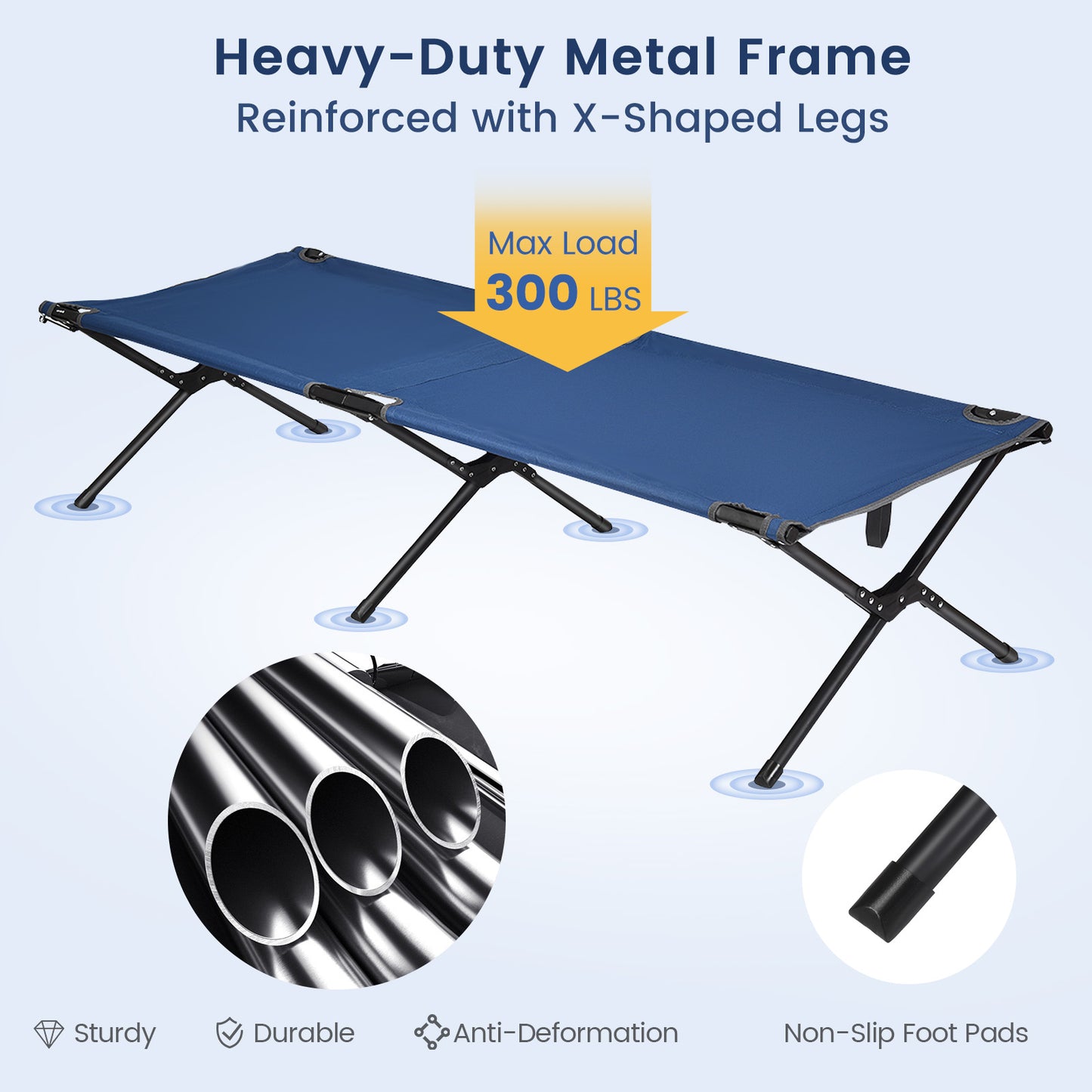 Adults Kids Folding Camping Cot, Blue Camping Furniture at Gallery Canada