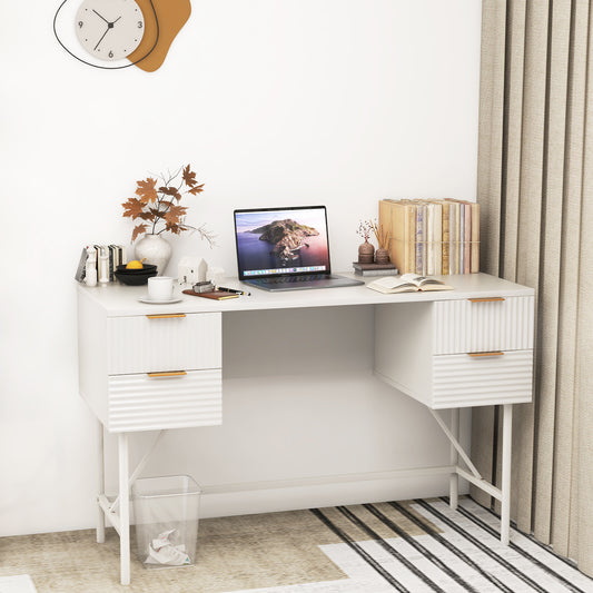 48 Inch Computer Desk With 4 Drawers, White Computer Desks White at Gallery Canada