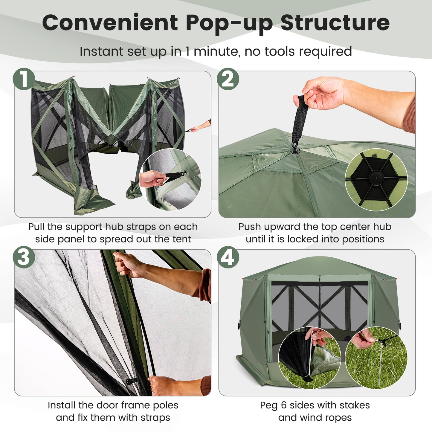 11.5 X 11.5 Ft Pop-Up Screen House Tent, Portable Carrying Bag, Green Tents at Gallery Canada
