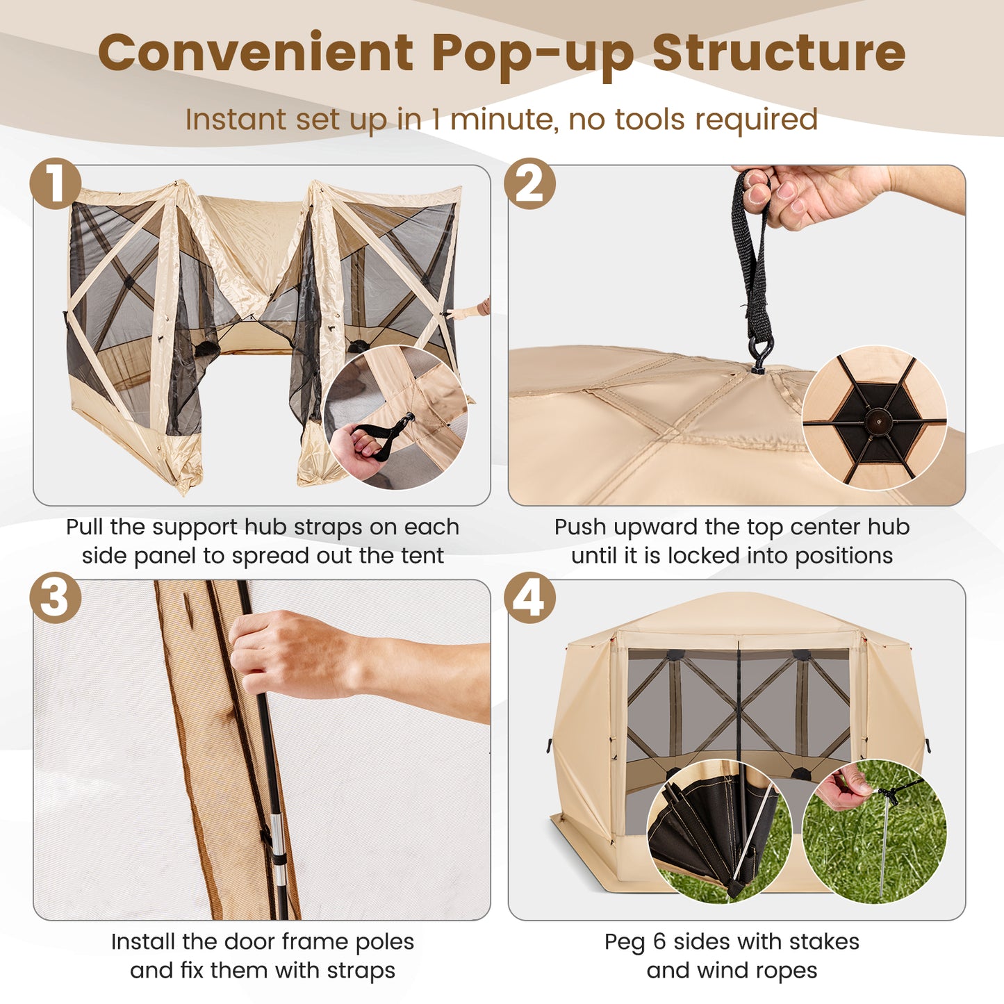 11.5 X 11.5 FT Pop-Up Screen House Tent, Portable Carrying Bag, Coffee Tents at Gallery Canada