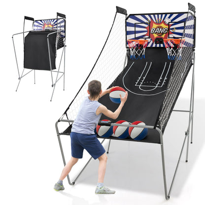 Dual Shot Basketball Arcade Game with 8 Game Modes and 4 Balls, White