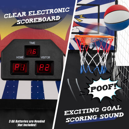 Dual Shot Basketball Arcade Game with 8 Game Modes and 4 Balls, White