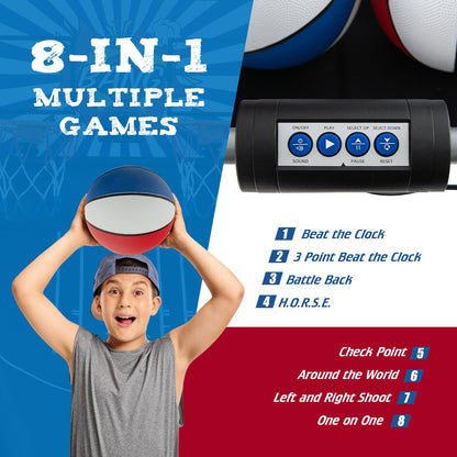 Dual Shot Basketball Arcade Game with 8 Game Modes and 4 Balls, Red