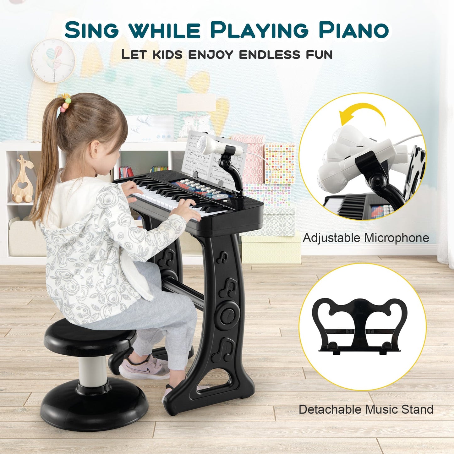 Kids Piano Keyboard, 37-Key, With Microphone, Black Pianos & Keyboards at Gallery Canada