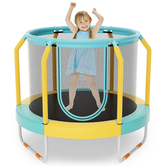 Mini Trampoline with Enclosure and Heavy-duty Metal Frame, Yellow at Gallery Canada