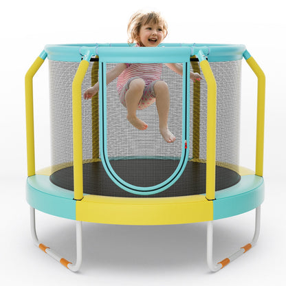 Mini Trampoline with Enclosure and Heavy-duty Metal Frame, Yellow