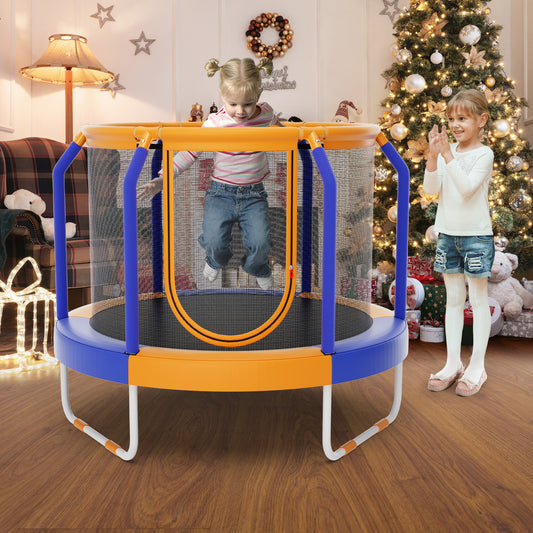 Mini Trampoline with Enclosure and Heavy-duty Metal Frame, Orange Trampolines Orange at Gallery Canada