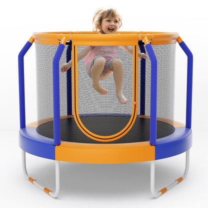 Mini Trampoline with Enclosure and Heavy-duty Metal Frame, Orange