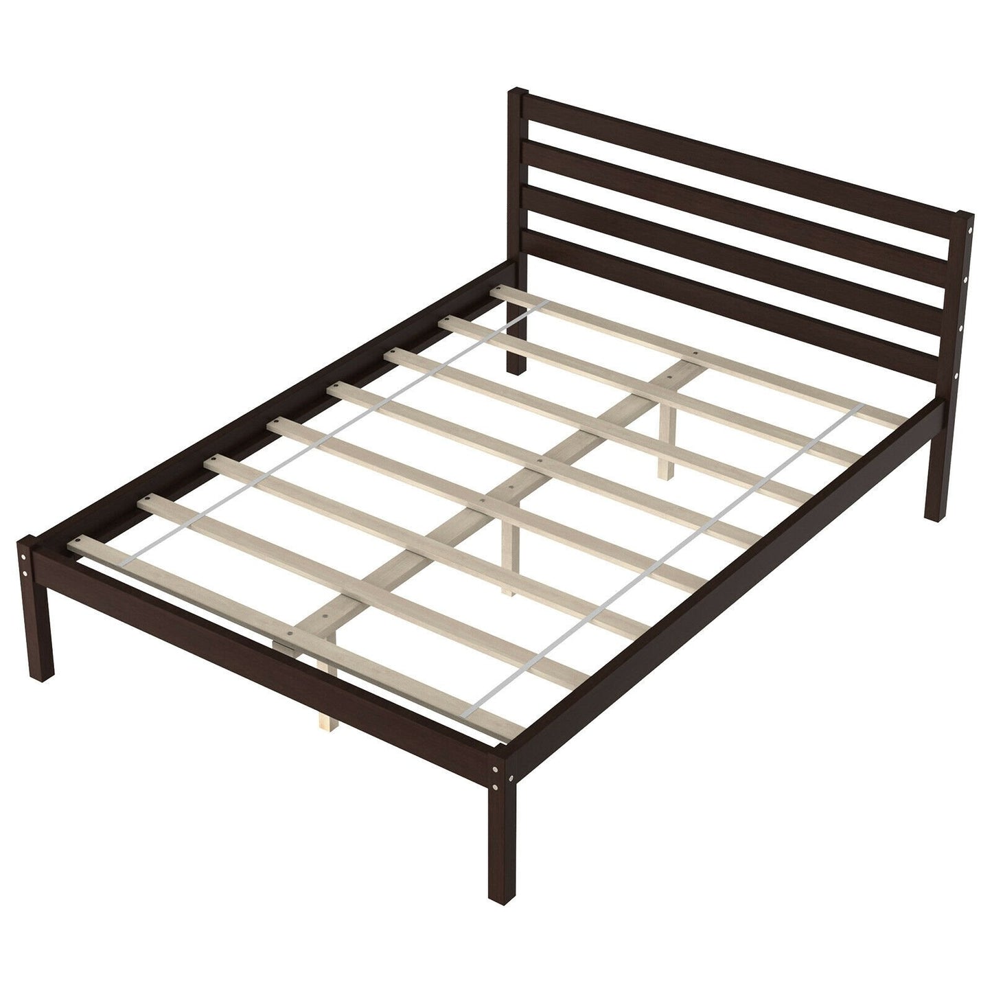 Full Size Bed frame Foundation with Solid Wooden Slat Suppor